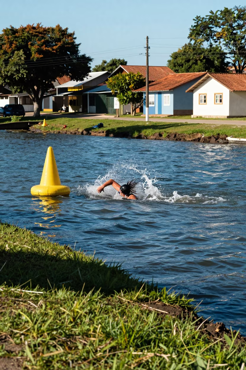 Swimmer Buoy Turn Village Lane in in a village lane near São Paulo