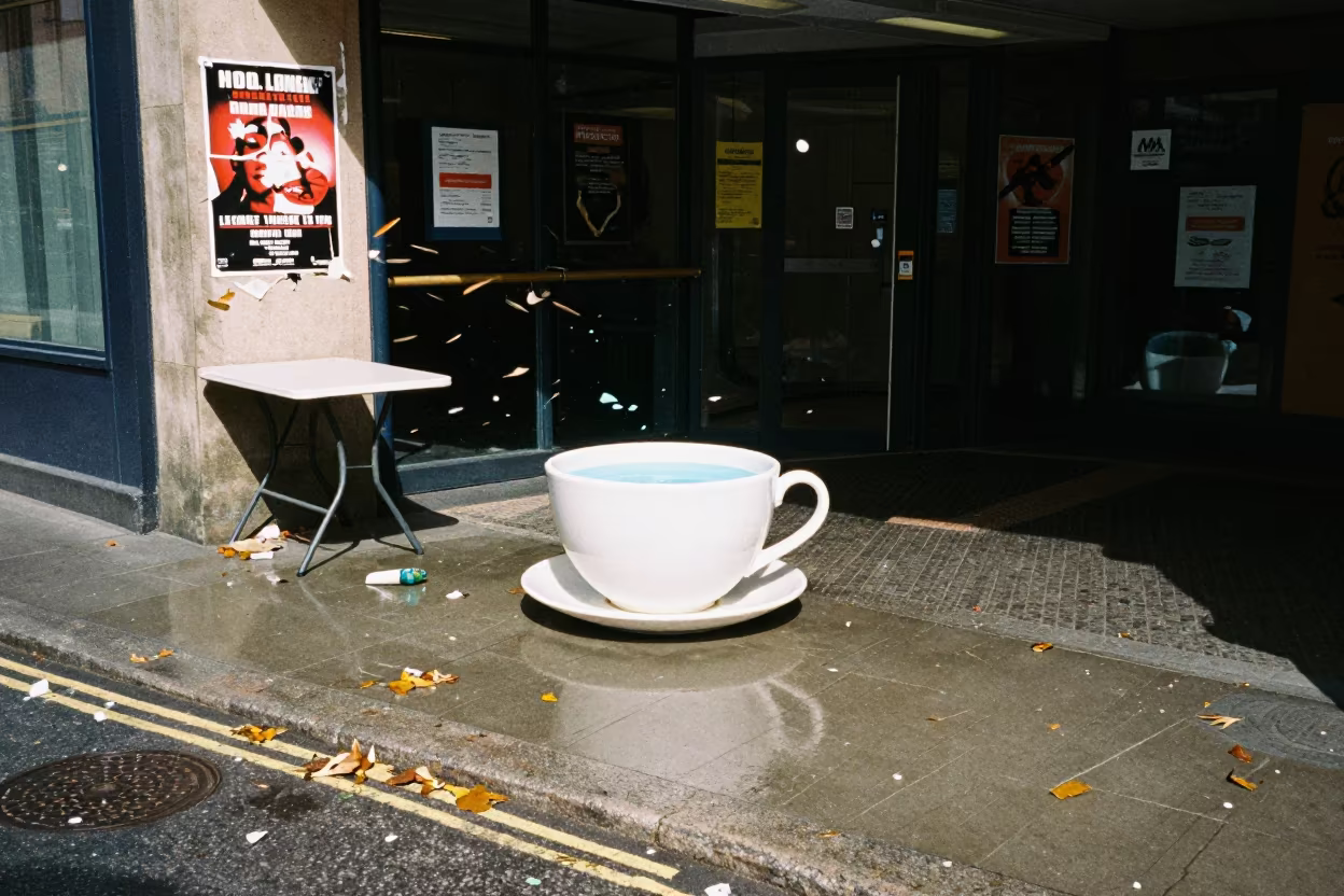Swimming Pool Teacup Metro Entrance Manchester in outside a metro entrance in Manchester