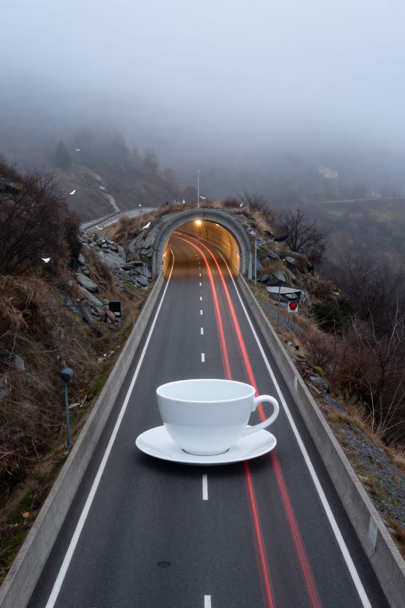 Swimming Pool Teacup in Prague Tunnel Fog in near Prague