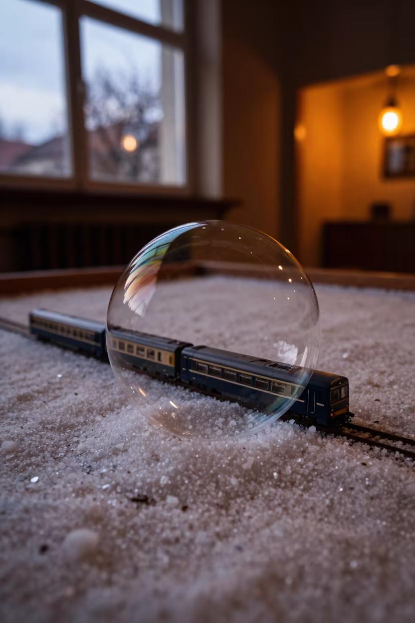 Swirling Bubble Colors on Salt Crystals in on salt crystals along a pan rim near Rzeszów