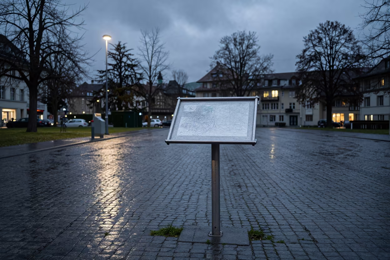 Swiss Parade Ground Pointer Stand Night in on a parade ground in Switzerland