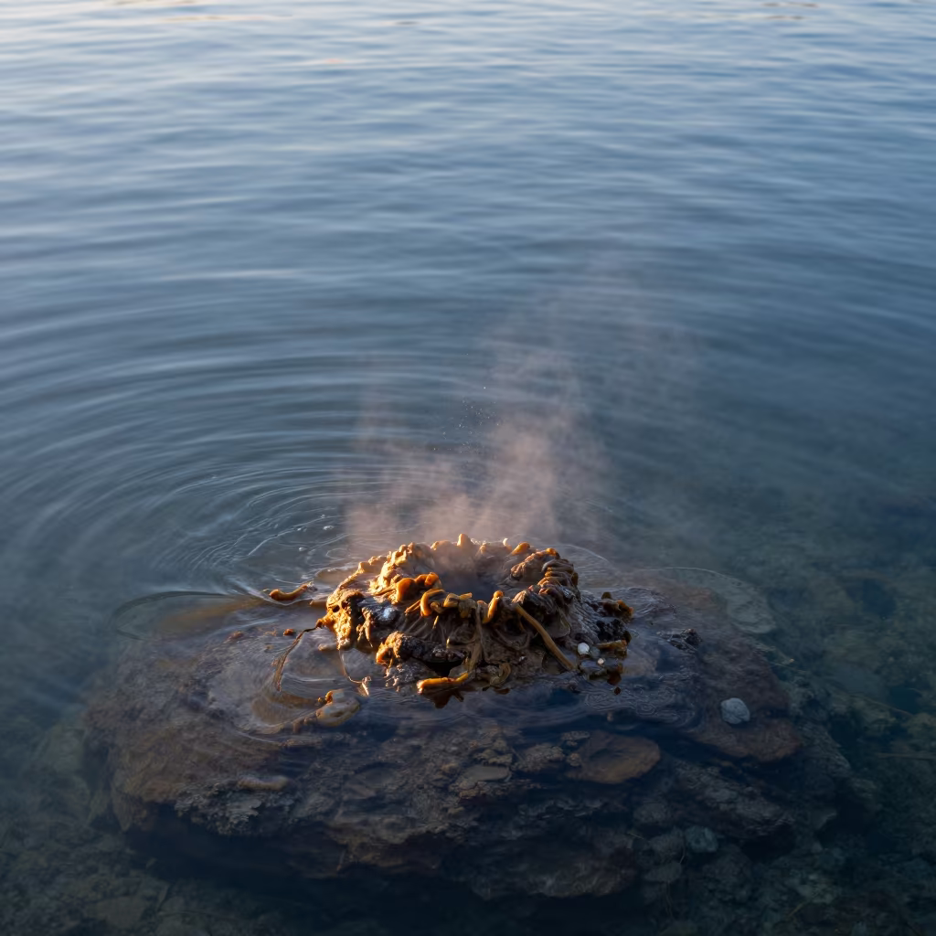 Swiss Underwater Vent in Amber Evening Light in in Switzerland