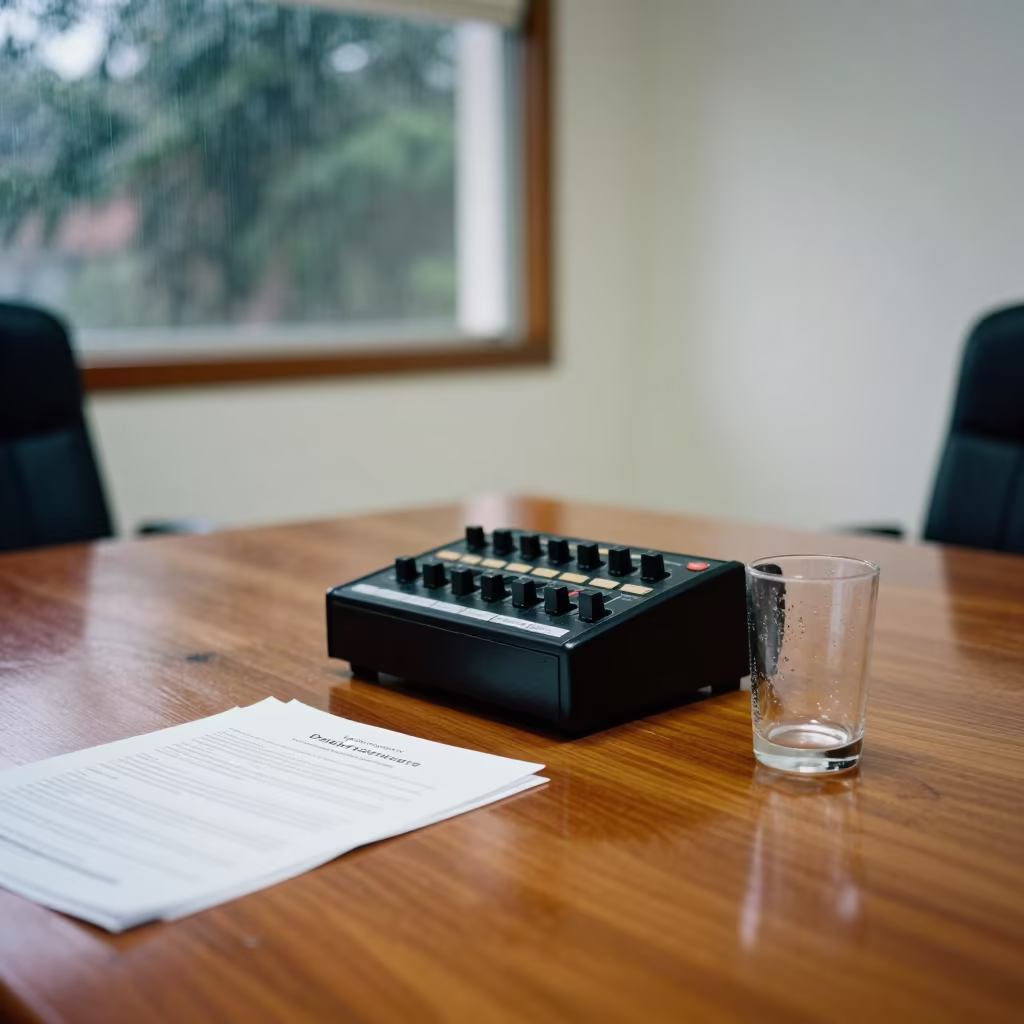 Switcher Cart on Boardroom Table Carupano in at a boardroom table before a meeting in Carúpano