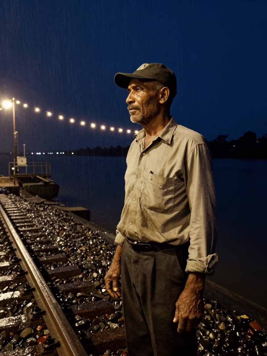 Switchman with Lantern Calluses Near Kano River in near a riverside landing in Kano