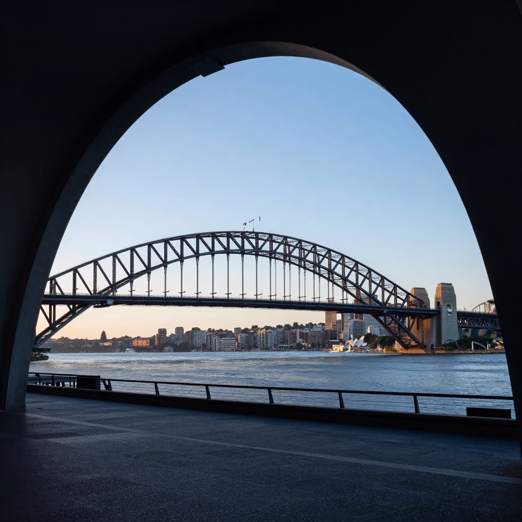 Sydney Arched Roof at The Early Morning Light in in Sydney, New South Wales, Australia