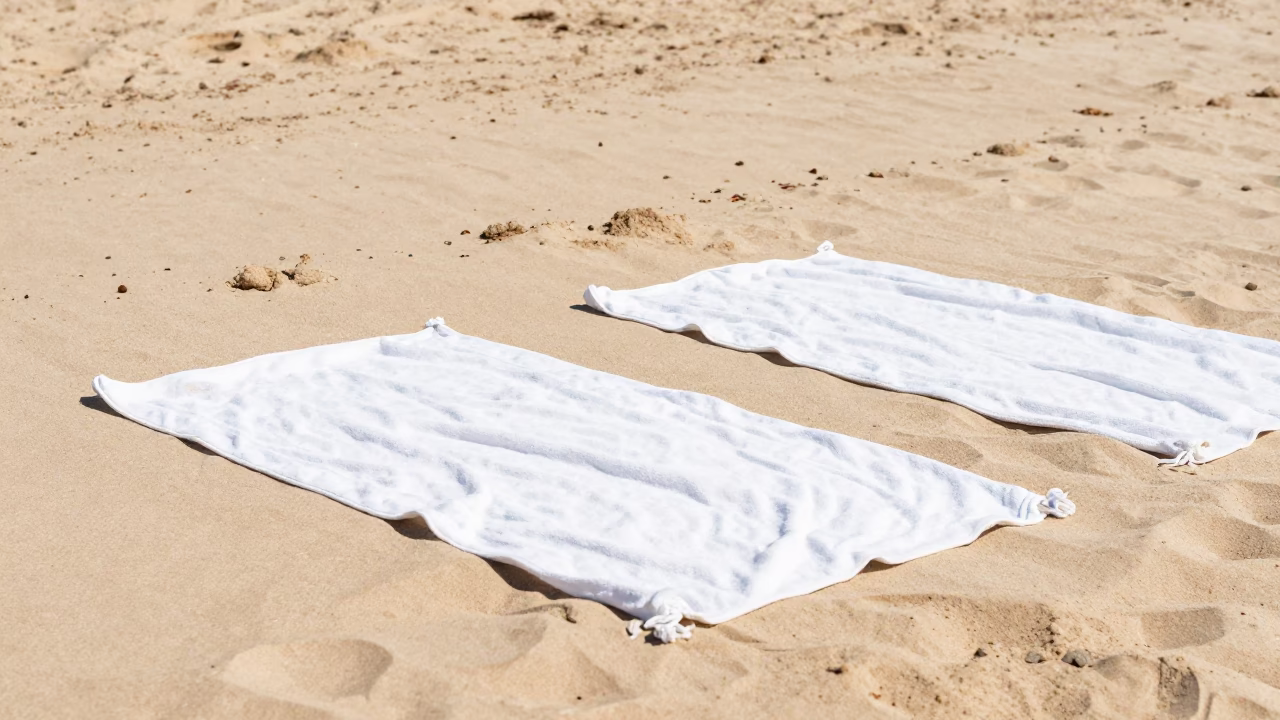 Sydney Beach Towels and Coastal Noon Light Realistic Photograph in in Sydney, New South Wales, Australia