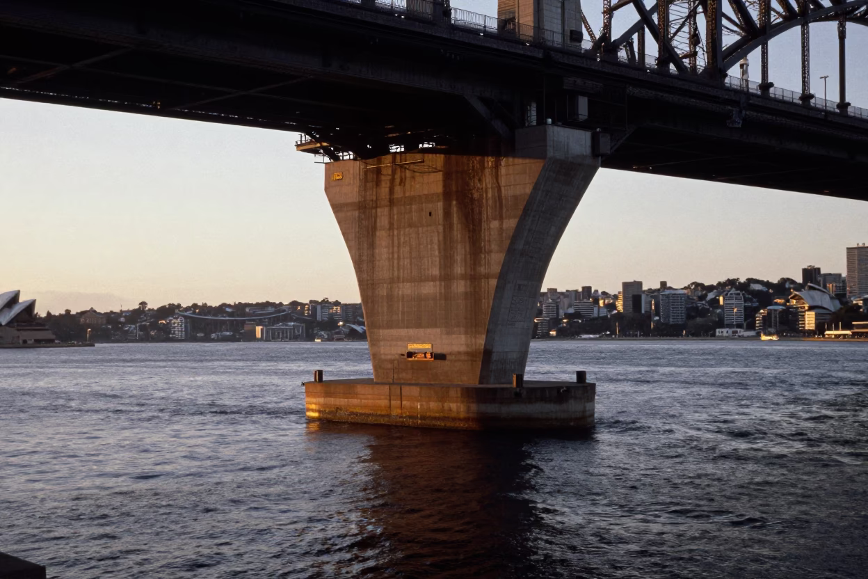 Sydney Bridge Pier at First Light Of Dawn in in Sydney, New South Wales, Australia