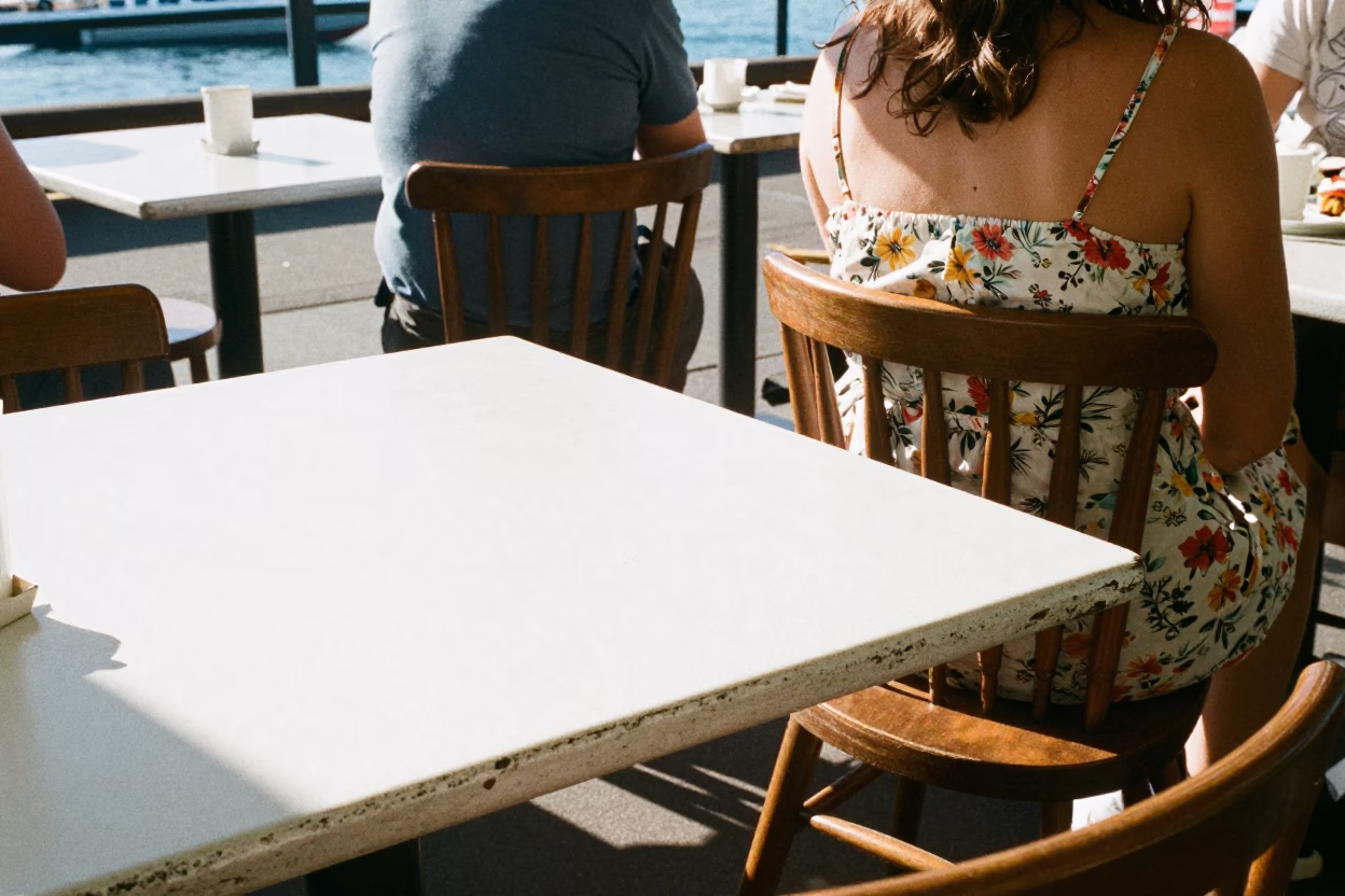 Sydney Cafe Scene at Bright Midmorning Light in in Sydney, New South Wales, Australia