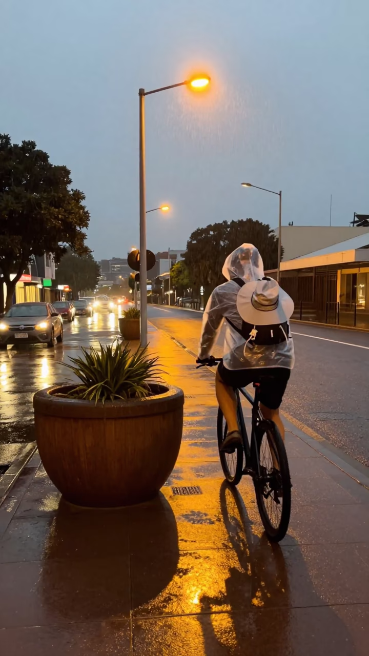 Sydney Cyclist at Dusk Light in in Sydney, New South Wales, Australia