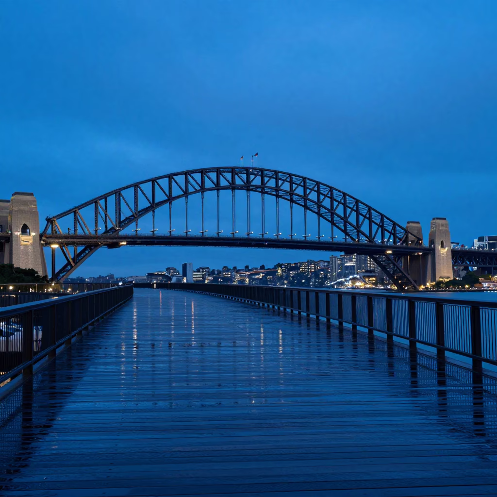 Sydney Deck Lacquered at The Last Blue Light Of Evening in in Sydney, New South Wales, Australia