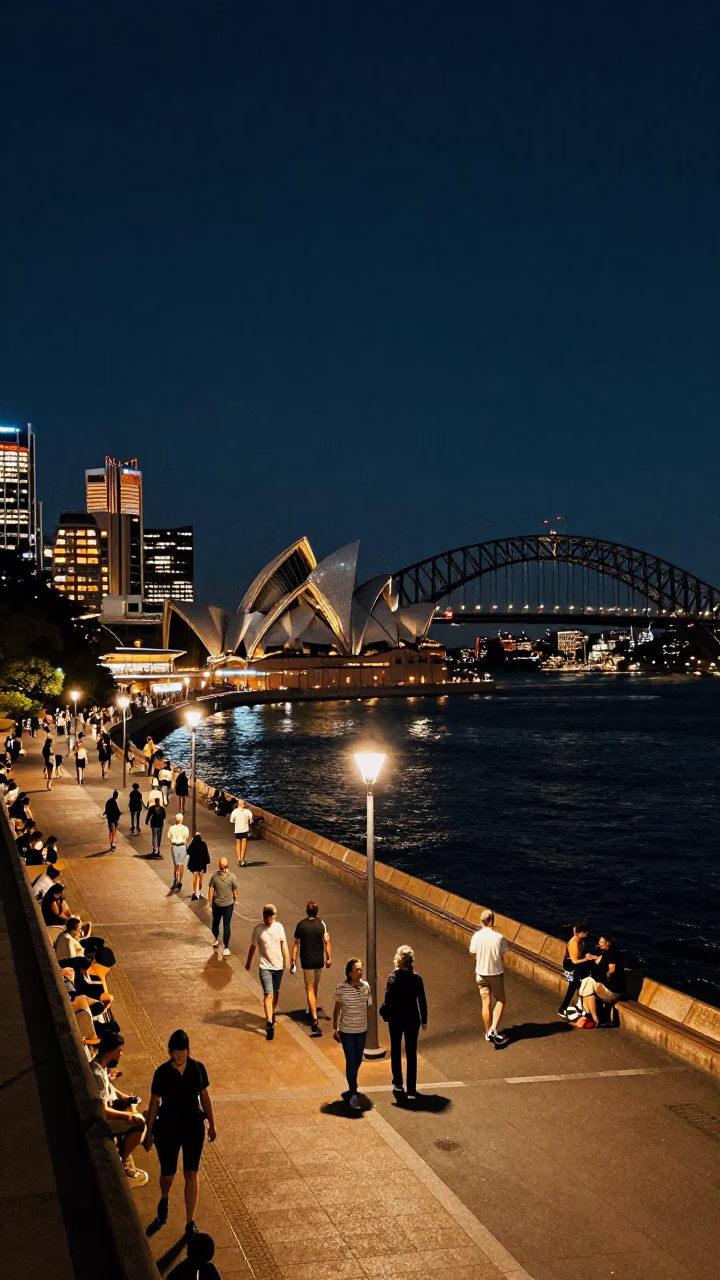 Sydney Food Scene at As City Lights Begin To Glow in in Sydney, New South Wales, Australia