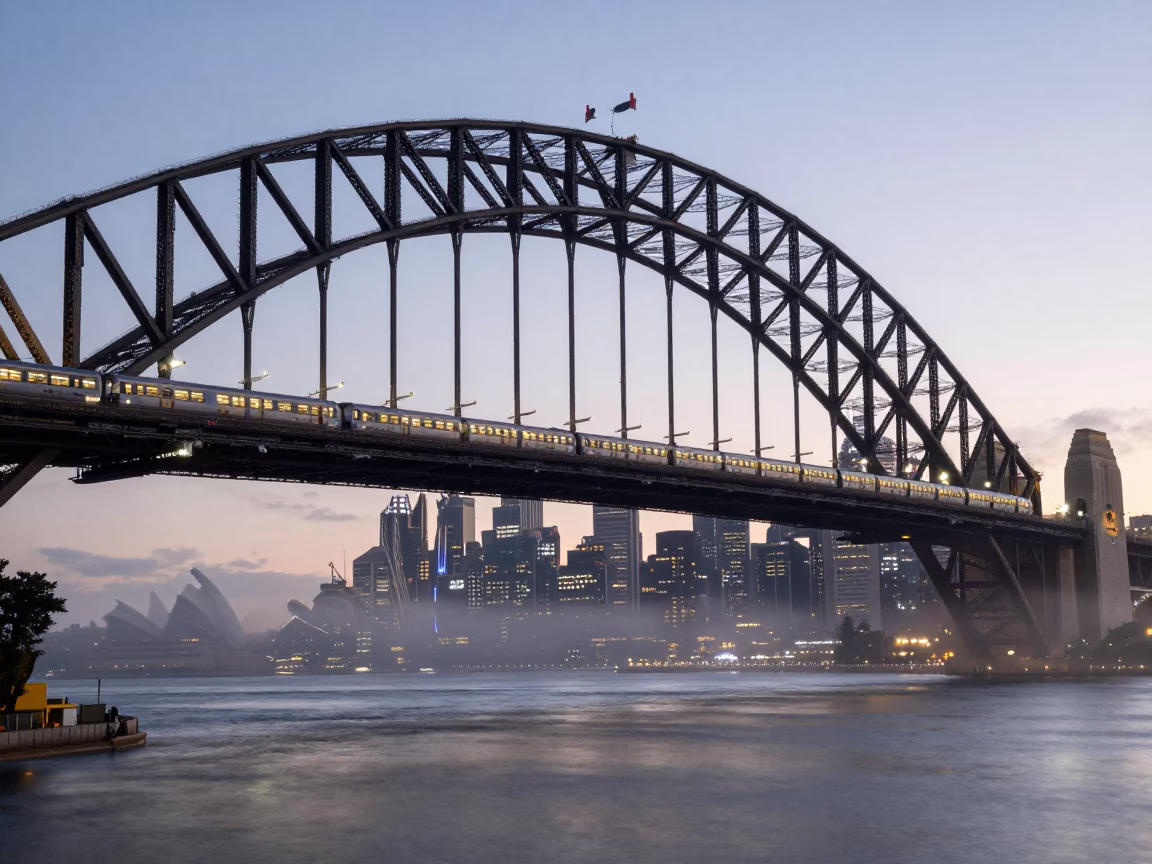 Sydney Harbour Bridge at The Early Morning Light in in Sydney, New South Wales, Australia