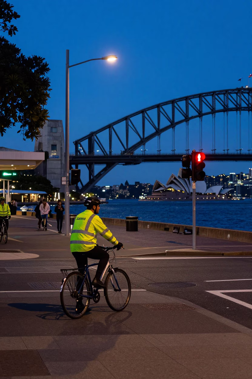 Sydney Harbour Evening Blue Hour Street Scene with Local Details in in Sydney, New South Wales, Australia