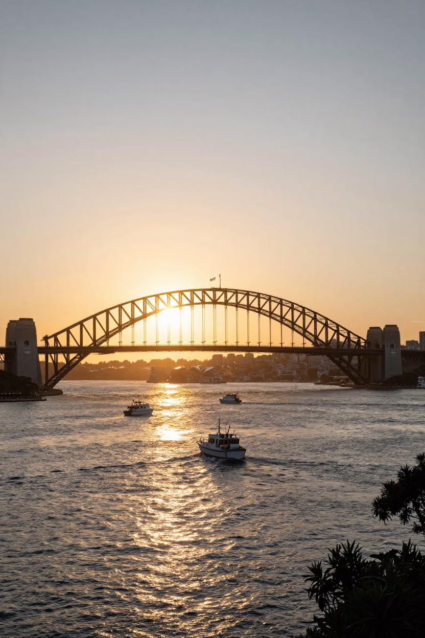 Sydney Harbour Morning Light and Maritime Activity Just After Sunrise in in Sydney, New South Wales, Australia