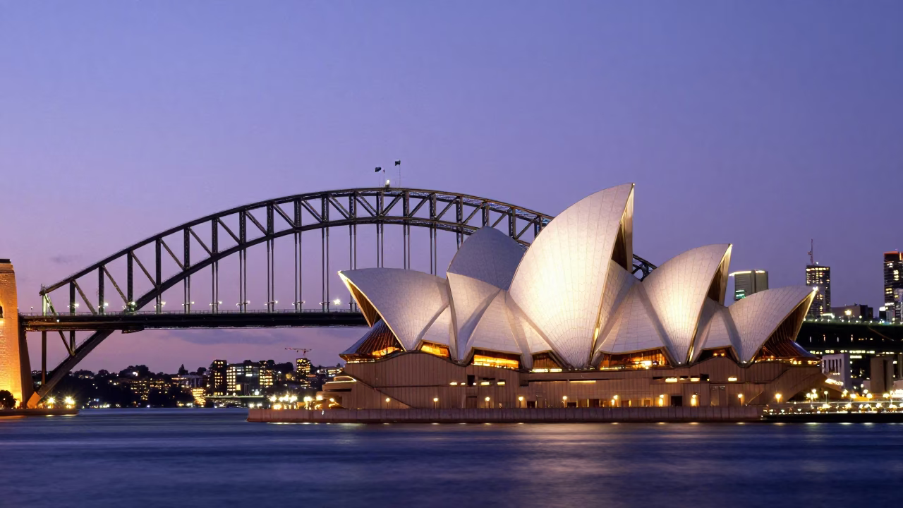 Sydney House Glowing at As City Lights Begin To Glow in in Sydney, New South Wales, Australia