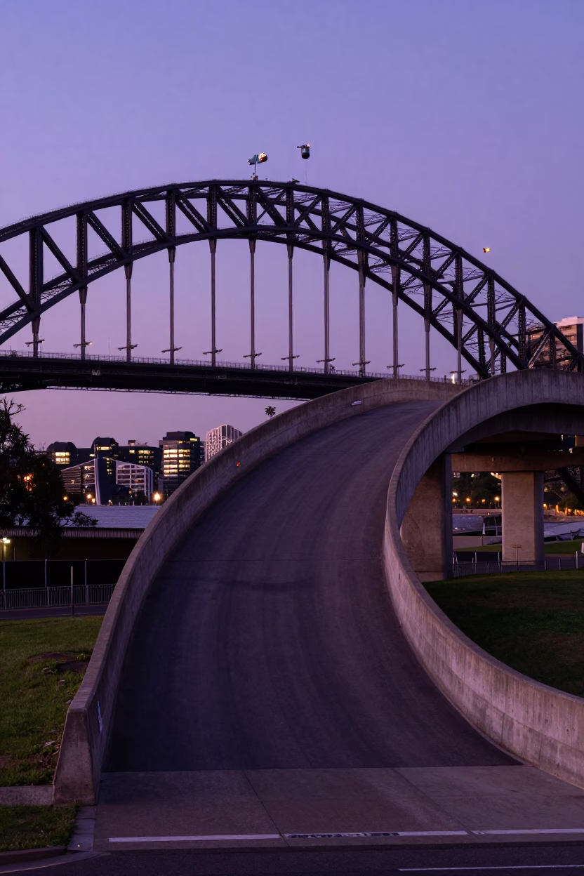 Sydney Overpass Ramp at Blue Hour in in Sydney, New South Wales, Australia