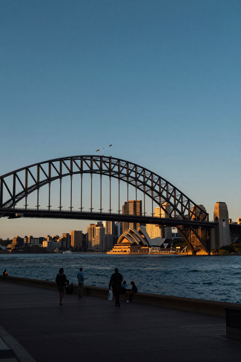 Sydney Quay Promenade at The Early Evening Light in in Sydney, New South Wales, Australia