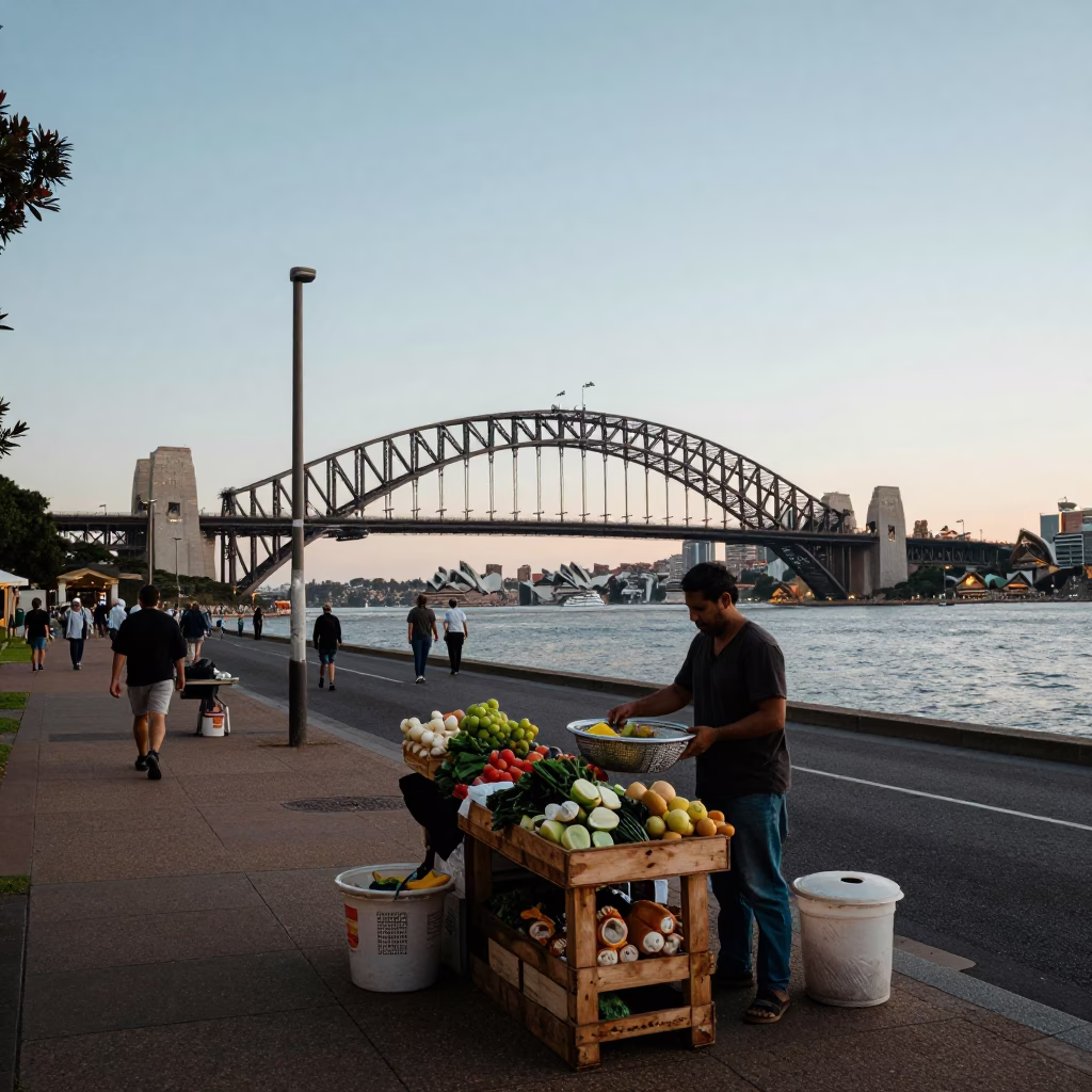 Sydney Street Corner at Nautical Dawn Light in in Sydney, New South Wales, Australia