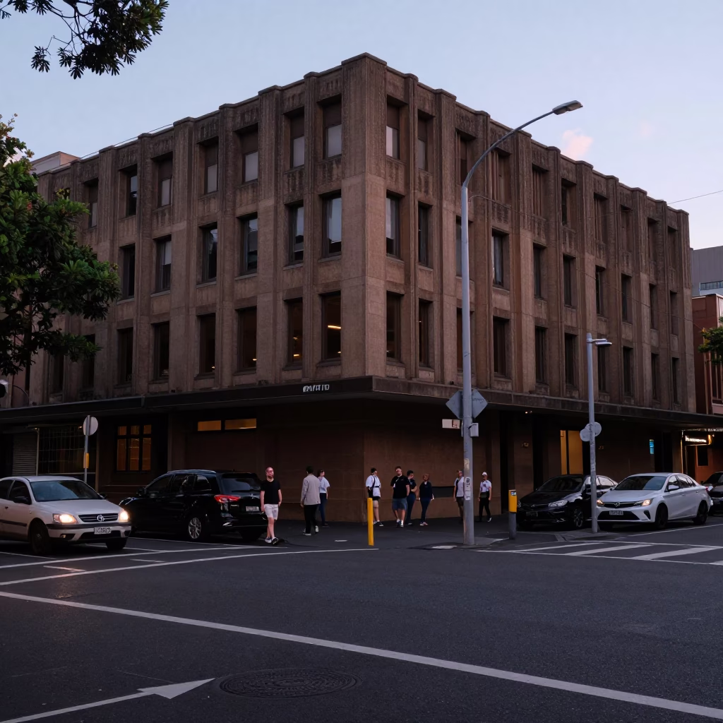 Sydney Street Corner at The Early Evening Light in in Sydney, New South Wales, Australia