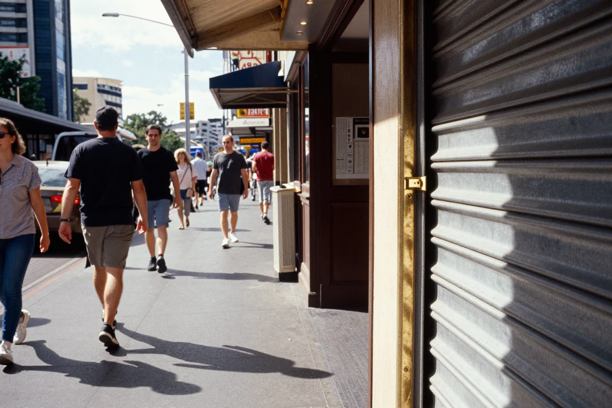 Sydney Street Scene at The Flat Glare Of Noon Light in in Sydney, New South Wales, Australia