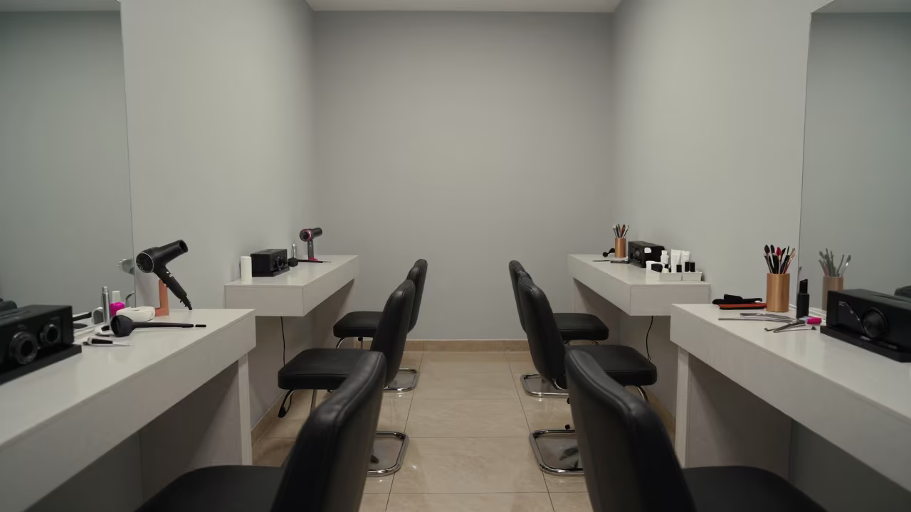 Symmetrical Blow Dryer Nozzle Drawer Station Turnover in inside a nail studio in Quetzaltenango