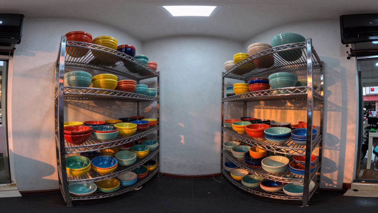 Symmetrical Bowl Shelf Neon Light Ranchi Salon in inside a salon row in Ranchi