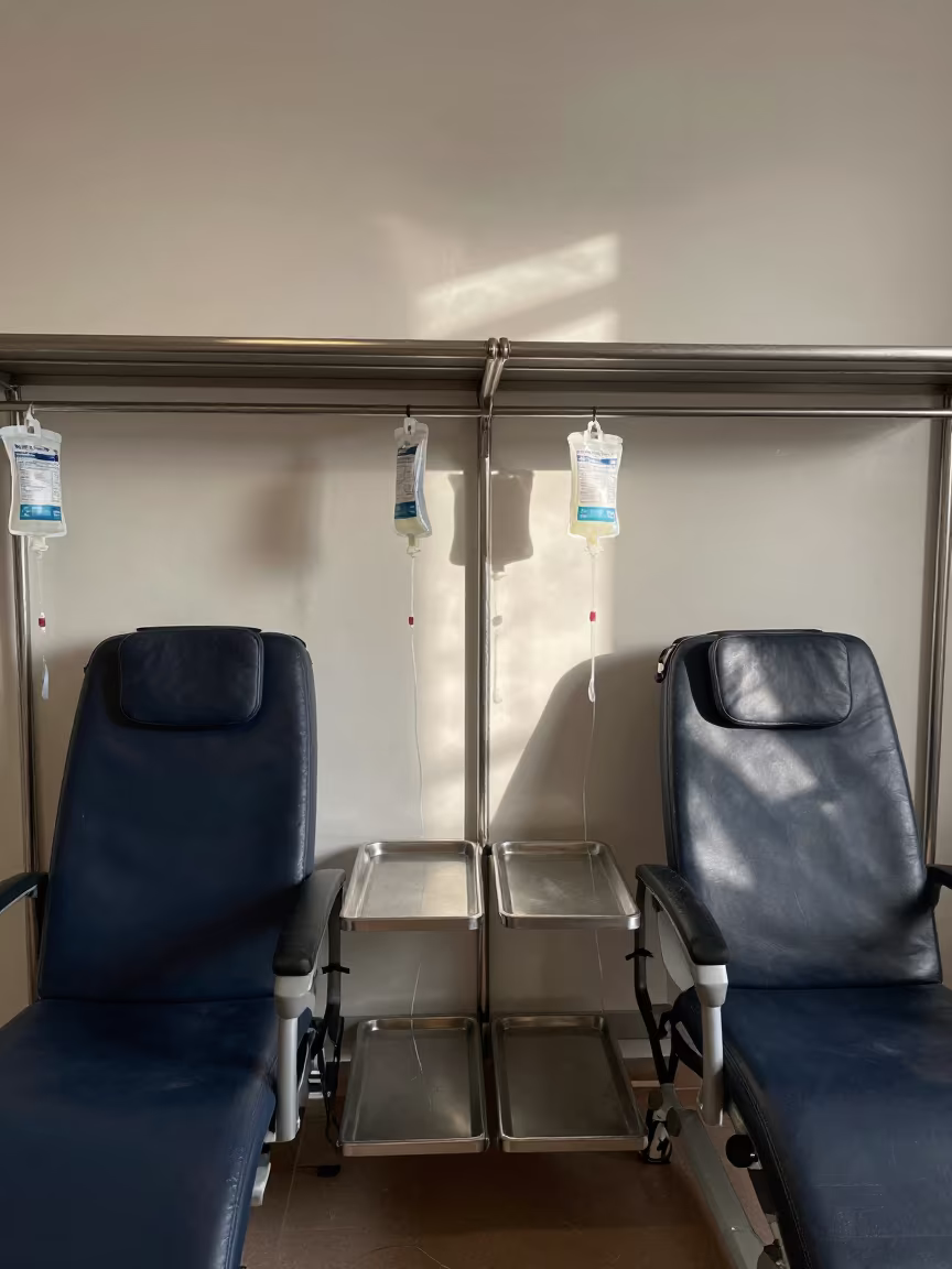 Symmetrical Dialysis Ward Supply Shelf in Speicherstadt in inside a medical supply alcove in Speicherstadt, Hamburg