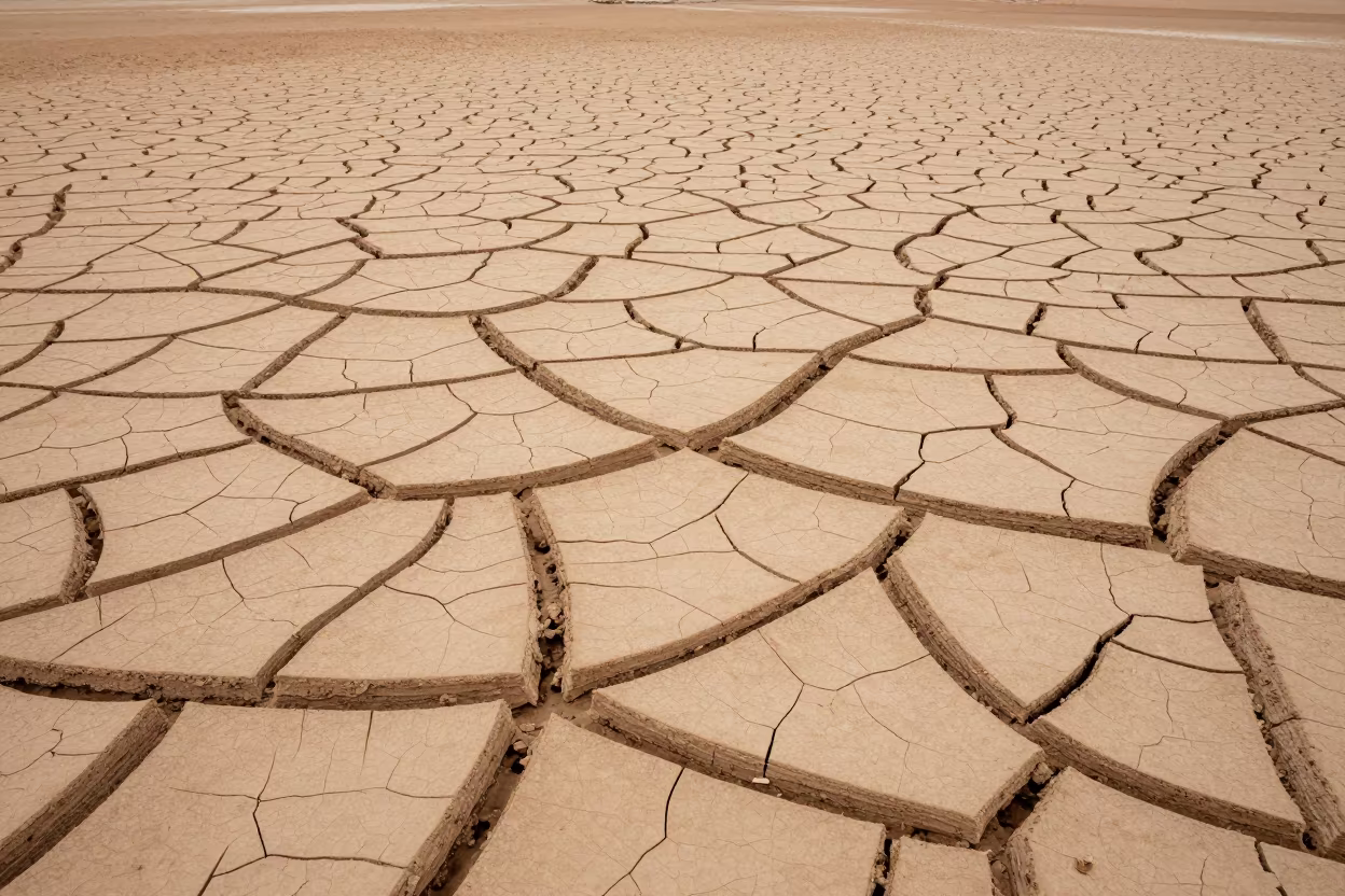 Symmetrical Dried Mud Cracks Tunisia Lakebed in in Tunisia