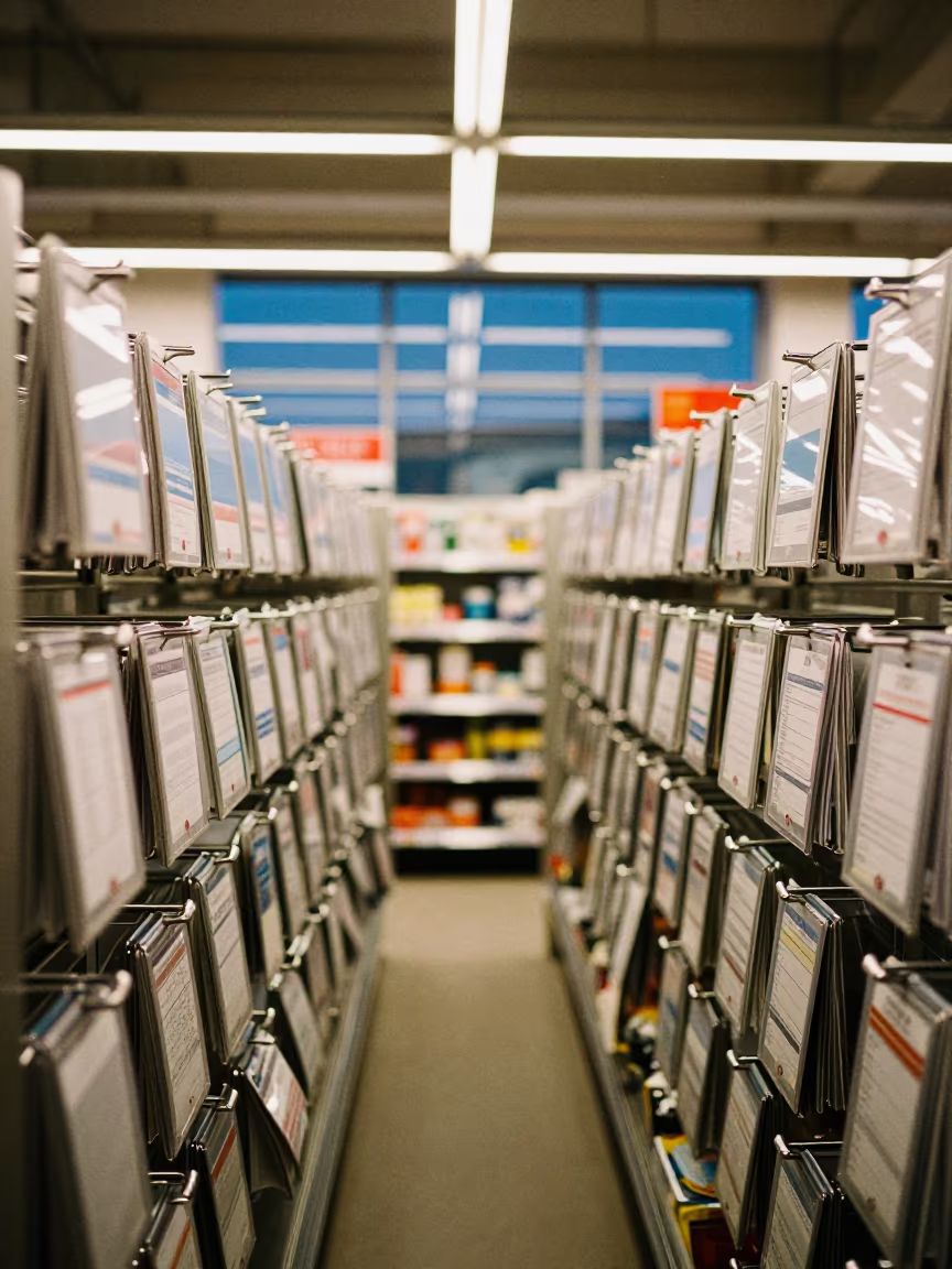 Symmetrical Go-Back Rack Marker in Tallinn Store in inside a retail floor display area in Kadriorg, Tallinn