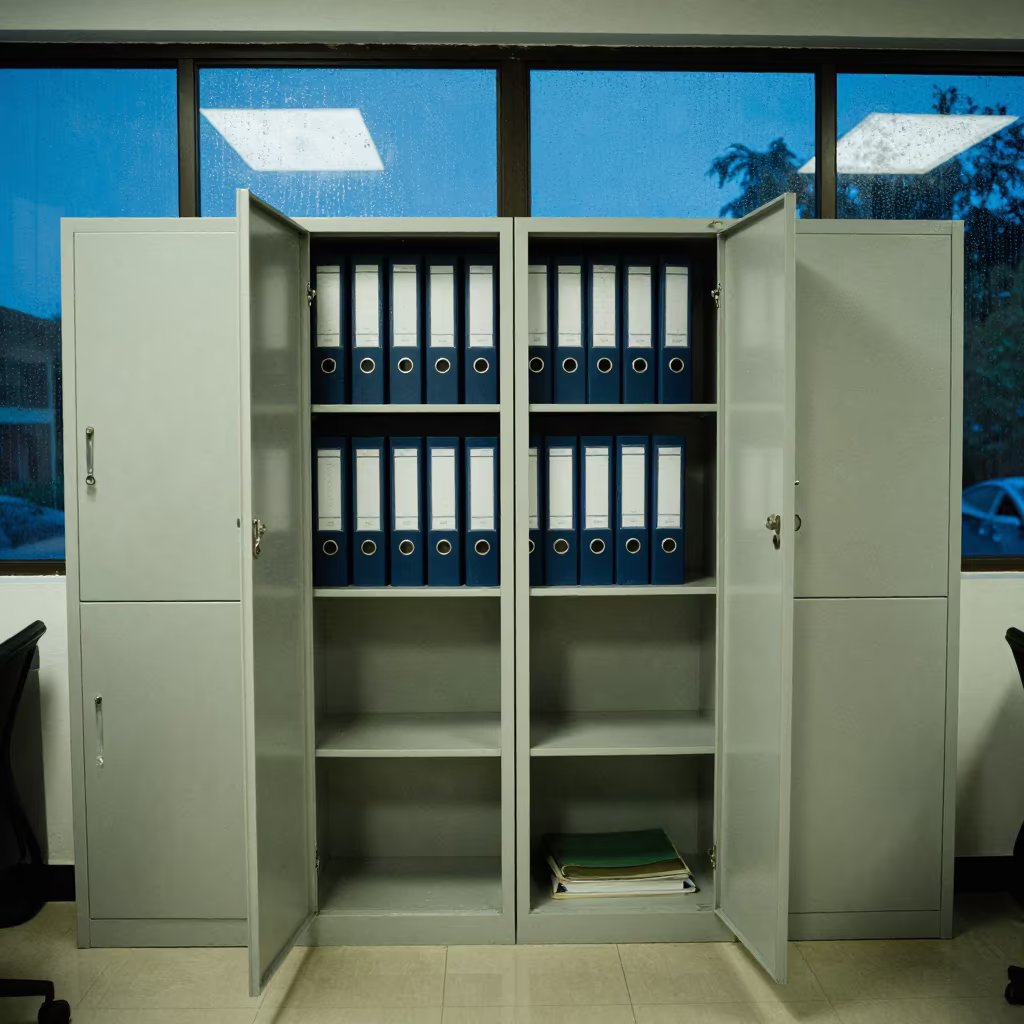 Symmetrical Key Cabinet Dodoma Office Evening in inside an open-plan office bay in Dodoma