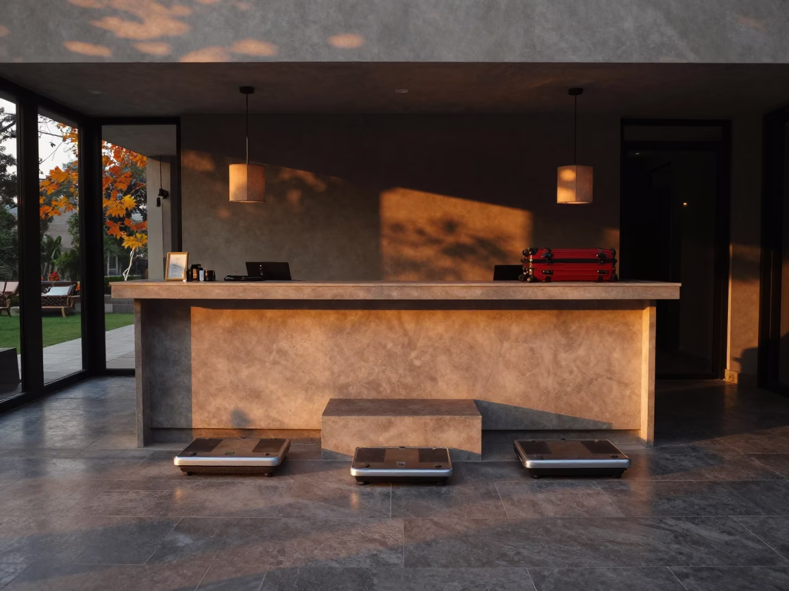 Symmetrical Luggage Scale in Autumn Spa Reception in inside a spa reception in Ghaziabad