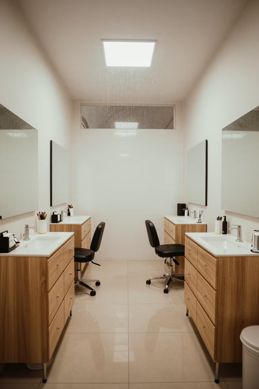 Symmetrical Nail Studio Wall Kinshasa Dawn in inside a salon row in Kinshasa