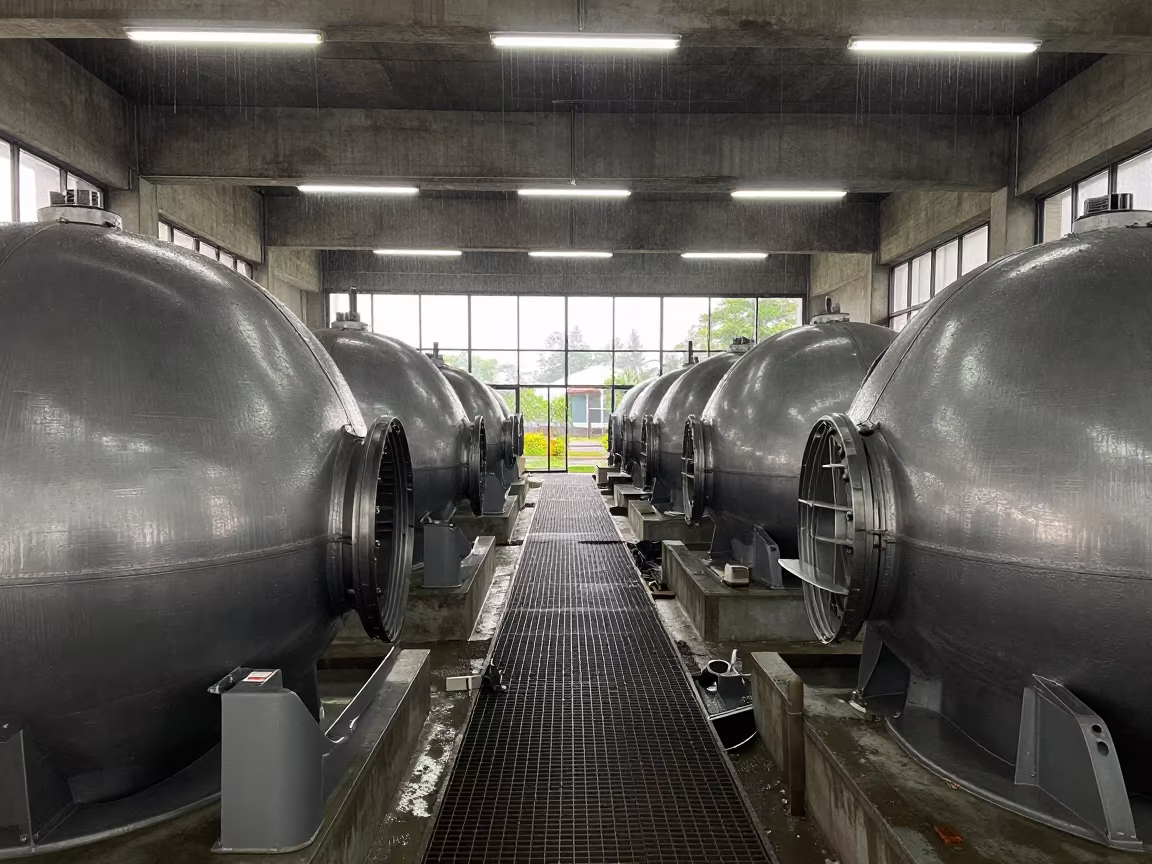 Symmetrical Power Plant Turbine Hall Light in in a turbine hall near Yogyakarta