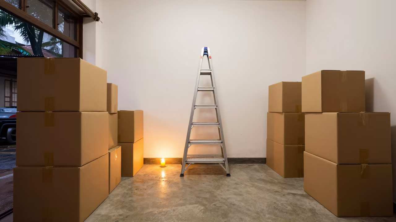 Symmetrical Restock Ladder in Erode Stockroom in inside a stockroom behind the sales floor in Erode