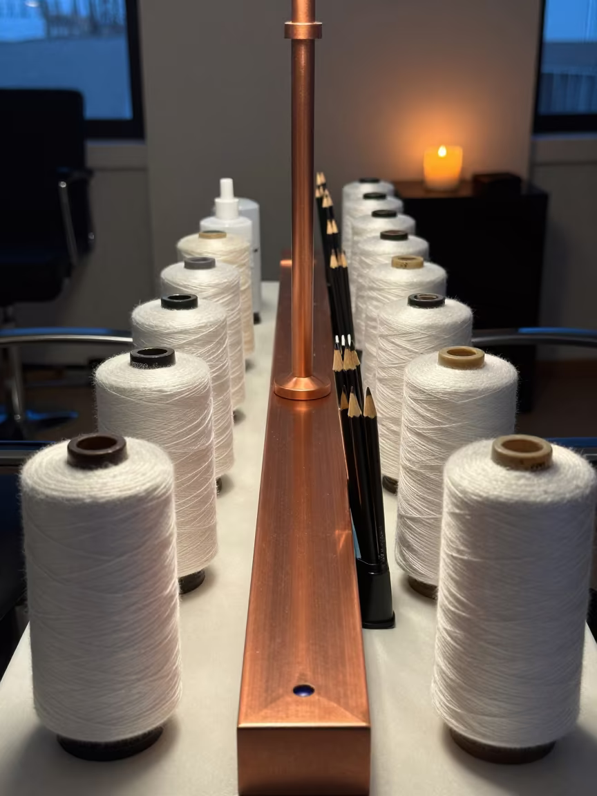Symmetrical Salon Thread Station with Spools and Gel in inside a salon row in Santa Rita