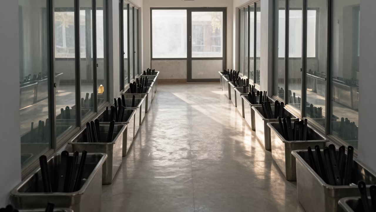 Symmetrical Shoehorn Bin in Quetta Fitting Room in inside a fitting room corridor in Quetta