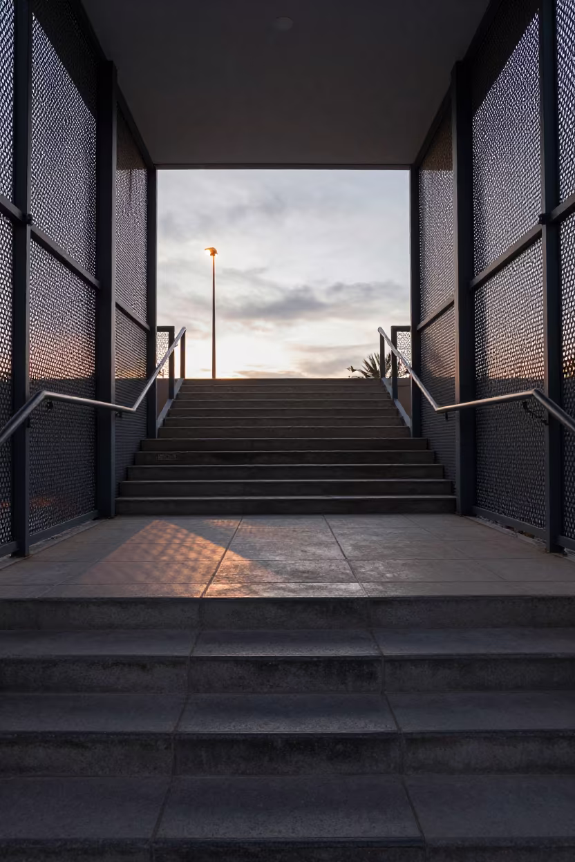 Symmetrical Stair Hall Phoenix Winter Dawn in inside a tiled stair hall in Phoenix