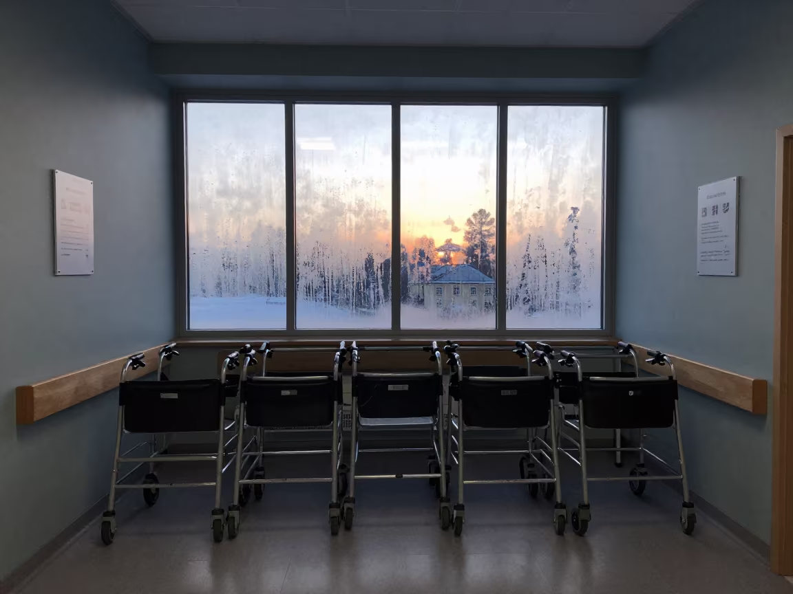 Symmetrical Walker Bay in Helsinki Morning Light in inside an imaging suite near Design District, Helsinki