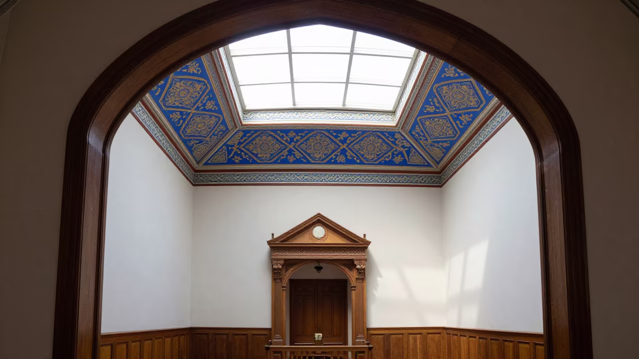 Synagogue Ceiling Painted Patterns Hartford Noon in inside a synagogue sanctuary in Hartford
