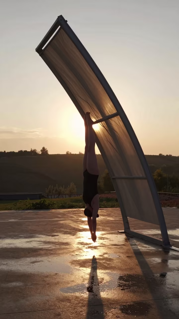 Synchronized Swimmer Silhouette Hillside Evening in on a hillside near Yekaterinburg