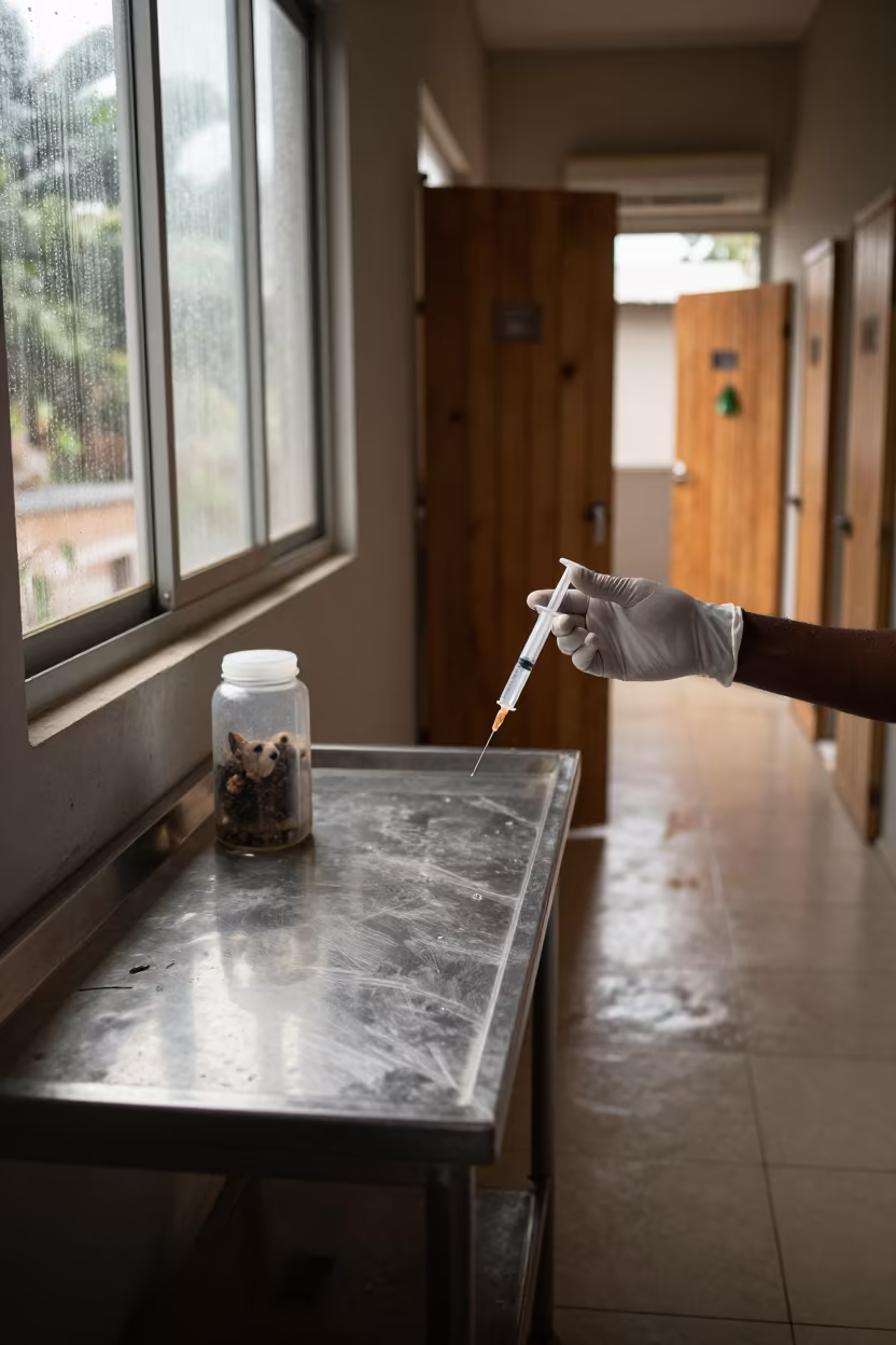 Syringe Feeding Kit in Conakry Kennel Corridor in in a boarding kennel corridor in Conakry