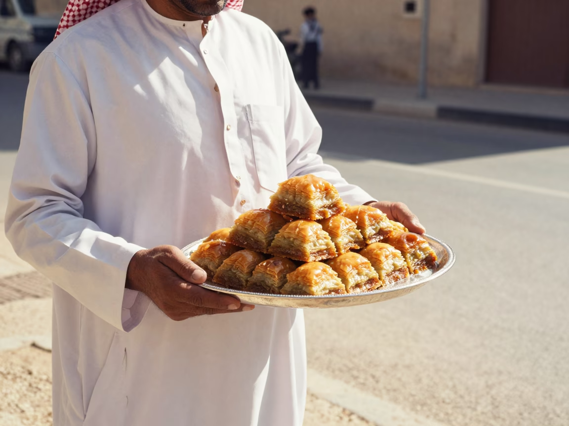 Syrupy Baklava in Muscat at The Early Afternoon Light in in Muscat, Oman