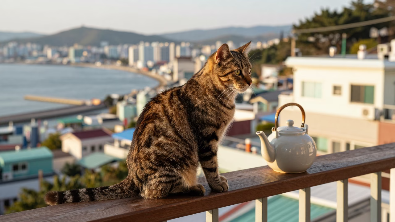 Tabby Cat in Busan in in Busan, South Korea