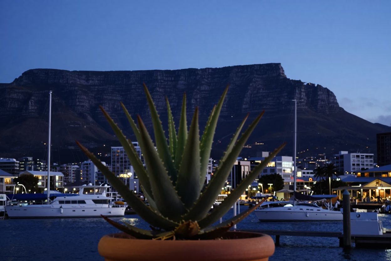 Table Mountain And Harbor in Cape Town in in Cape Town, South Africa