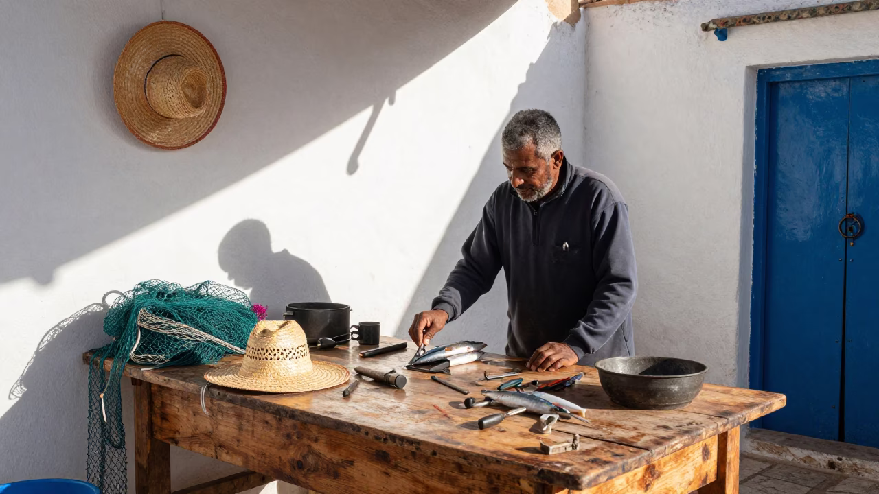 Table Setup in Essaouira in in Essaouira, Morocco