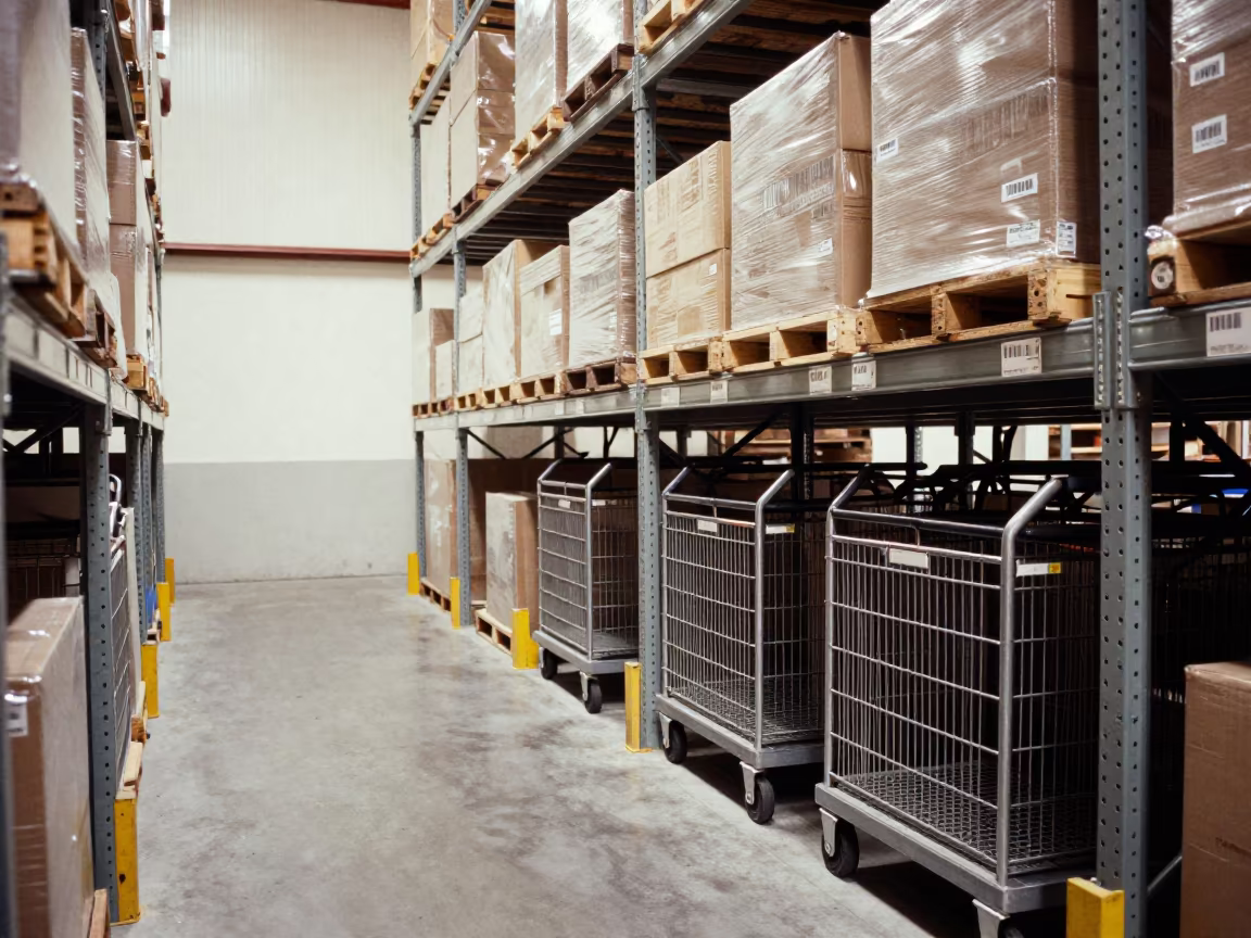 Tacna Warehouse Aisle After Night Shift in inside a distribution center pick aisle in Tacna
