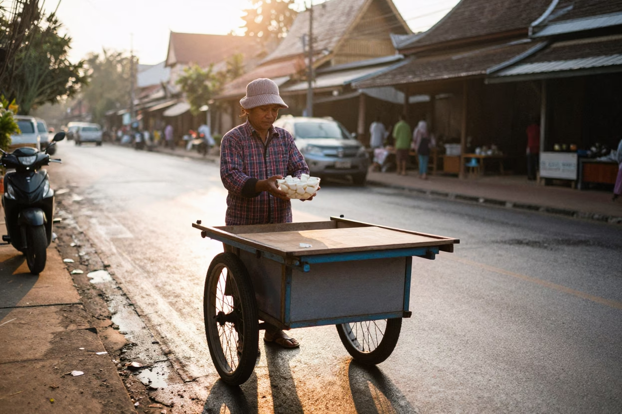 Taho just after sunrise in Chiang Mai in in Chiang Mai, Thailand