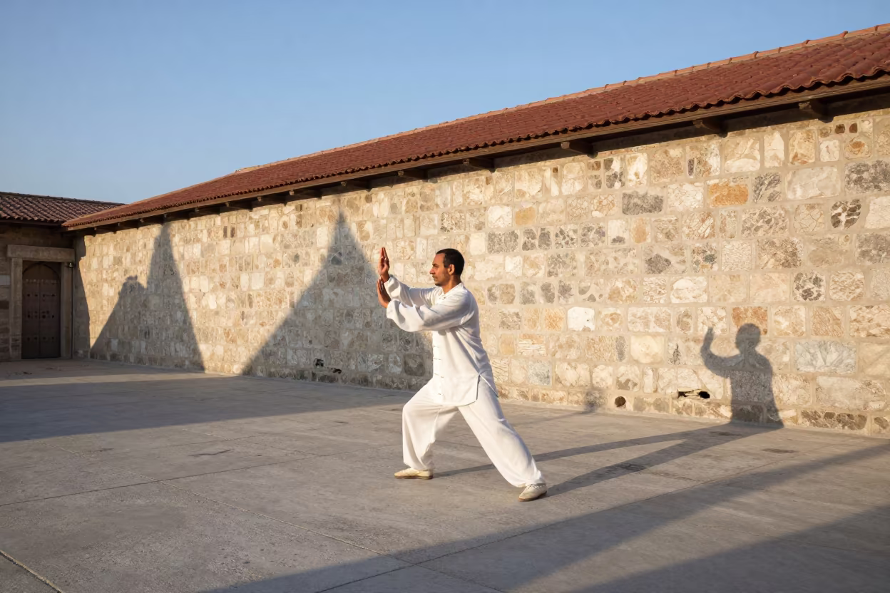 Tai Chi Practice at Dawn in Gaziantep in in Gaziantep