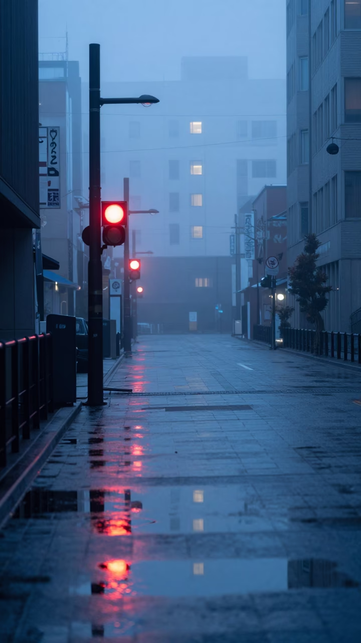 Tail Lights in Sapporo at Nautical Dawn Light in in Sapporo, Japan