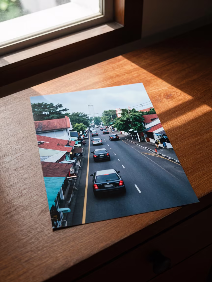 Taillight Highway Stream on Hotel Dresser in on a hotel dresser in Kota Tua, Jakarta